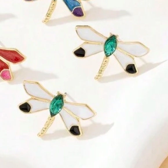 Gemstone Dragonfly Earrings - Picture 2 of 3